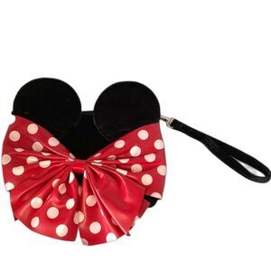 MINNIE MOUSE Disney Clutch Purse Black Red White 9 x 9 inches